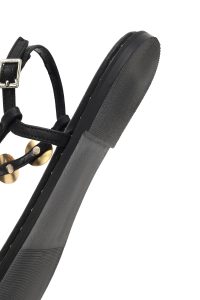 صندل زنانه مشکی جزئیات فلزی انگشتی دری مد