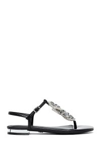 صندل زنانه مشکی نگین‌دار انگشتی دری مد