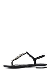 صندل زنانه مشکی نگین‌دار انگشتی دری مد