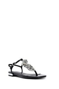 صندل زنانه مشکی نگین‌دار انگشتی دری مد