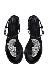 صندل زنانه مشکی نگین‌دار انگشتی دری مد