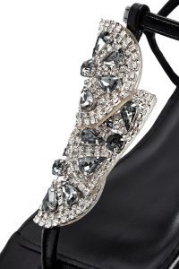 صندل زنانه مشکی نگین‌دار انگشتی دری مد