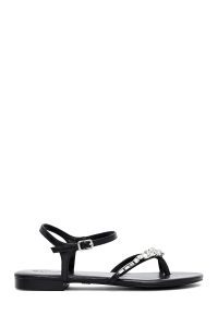 صندل زنانه مشکی نگین‌دار انگشتی دری مد