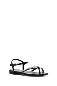 صندل زنانه مشکی نگین‌دار انگشتی دری مد