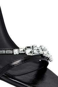 صندل زنانه مشکی نگین‌دار پاشنه‌نازک بنددار دری مد