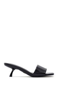 صندل زنانه مشکی پاشنه نازک کوتاه دری مد