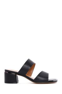 صندل زنانه مشکی پاشنه‌ضخیم کوتاه دری مد