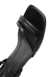 صندل زنانه مشکی پاشنه‌نازک کوتاه بنددار دری مد