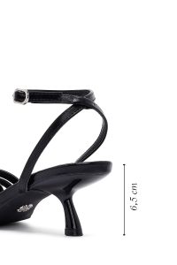 صندل زنانه مشکی پاشنه‌نازک کوتاه بنددار دری مد