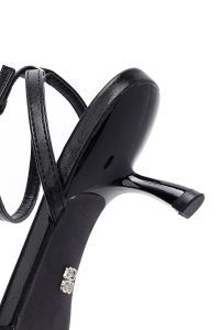 صندل زنانه مشکی پاشنه‌نازک کوتاه بنددار دری مد