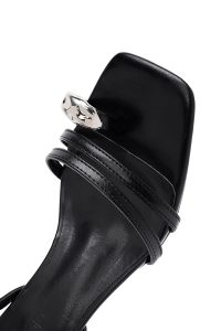 صندل زنانه مشکی پاشنه‌نازک کوتاه بنددار دری مد