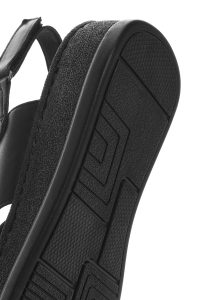 صندل زنانه مشکی چرم تخت بندی راحتی دری مد