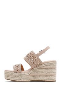 صندل زنانه کرم بافت‌دار بنددار لژدار اسپادریل دری مد