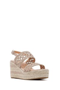 صندل زنانه کرم بافت‌دار بنددار لژدار اسپادریل دری مد