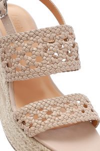 صندل زنانه کرم بافت‌دار بنددار لژدار اسپادریل دری مد