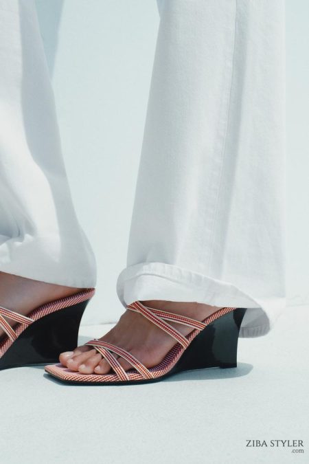 صندل لژدار زنانه بندی چهارخانه زارا – ZARA