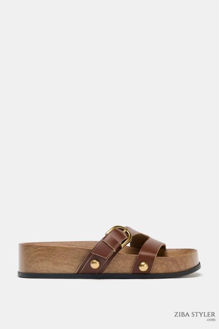 صندل لژدار چرمی زنانه بندی زارا – ZARA