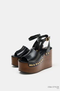 صندل لژدار چرمی زنانه پرچ‌دار زارا – ZARA