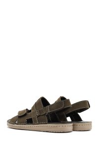 صندل مردانه چرمی سبز زیتونی دری مد