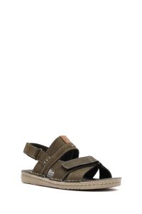 صندل مردانه چرمی سبز زیتونی دری مد