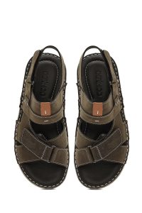 صندل مردانه چرمی سبز زیتونی دری مد