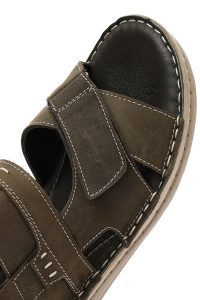 صندل مردانه چرمی سبز زیتونی دری مد