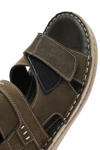 صندل مردانه چرمی سبز زیتونی دری مد