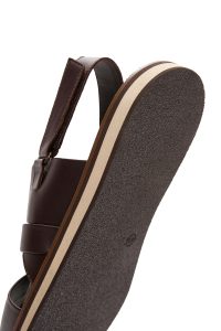 صندل مردانه چرمی قهوه‌ای بندی دری مد