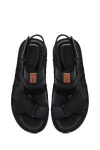 صندل مردانه چرمی مشکی دری مد