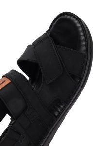 صندل مردانه چرمی مشکی دری مد