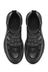 صندل مردانه چرمی مشکی کژوال دری مد