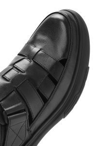 صندل مردانه چرمی مشکی کژوال دری مد