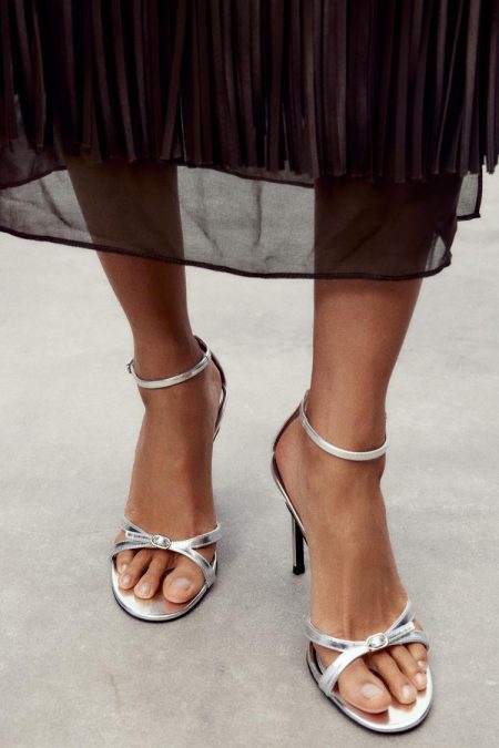 صندل پاشنه بلند زنانه متالیک زارا – ZARA