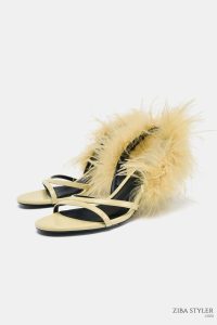 صندل پاشنه بلند زنانه پر‌دار متالیک زارا – ZARA