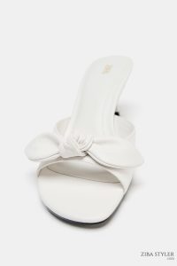 صندل پاشنه‌دار چرمی زنانه پاپیون‌دار زارا – ZARA