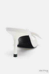 صندل پاشنه‌دار چرمی زنانه پاپیون‌دار زارا – ZARA