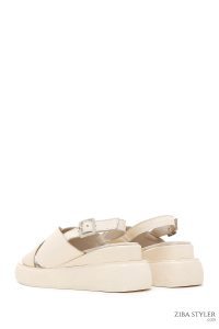 صندل چرمی  بند دار ضخیم بژ زنانه دری مد