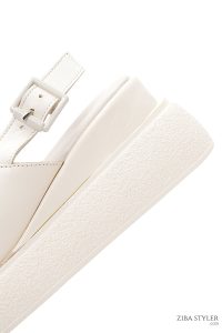 صندل چرمی  بند دار ضخیم بژ زنانه دری مد