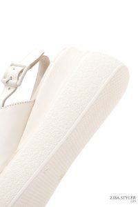 صندل چرمی  بند دار ضخیم بژ زنانه دری مد