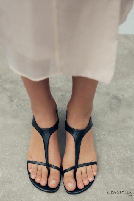 صندل چرمی زنانه پاشنه کوتاه زارا – ZARA