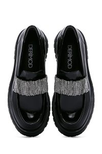 لوفر چرمی  نگین دار مشکی زنانه