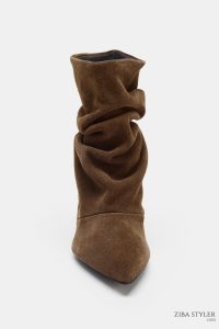 نیم بوت زنانه جیر اسپلیت چین‌دار زارا – ZARA