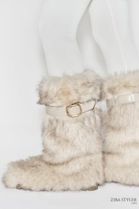 نیم بوت زنانه خز مصنوعی با بند کالکشن اسکی زارا – ZARA