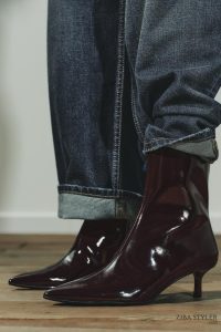 نیم بوت زنانه پاشنه گربه‌ای ورنی مصنوعی زارا – ZARA