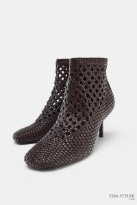 نیم بوت زنانه پاشنه‌دار بافت‌دار زارا – ZARA