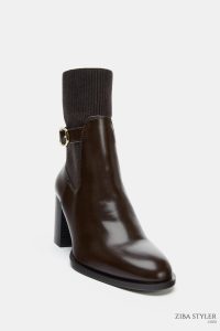 نیم بوت زنانه پاشنه‌دار پارچه‌ای زارا – ZARA