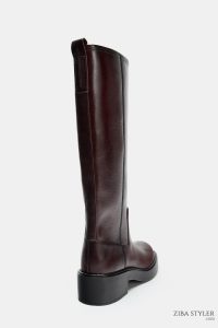 نیم بوت زنانه چرم افکت کهنه‌کاری زارا – ZARA