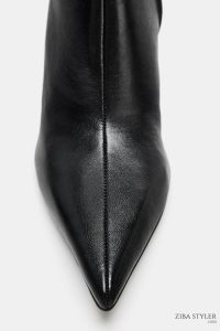 نیم بوت زنانه چرم پاشنه بلند زارا – ZARA