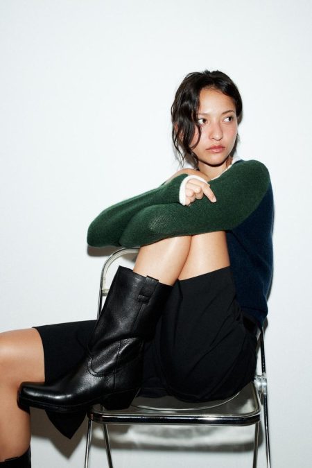 نیم بوت زنانه چرم کابویی زارا – ZARA