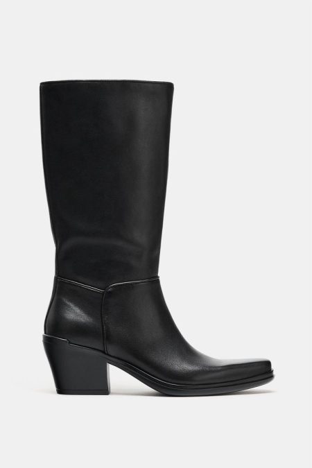 نیم بوت زنانه چرم کابویی زارا – ZARA